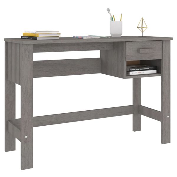 vidaXL Bureau HAMAR Gris clair 110x40x75 cm Bois massif de pin