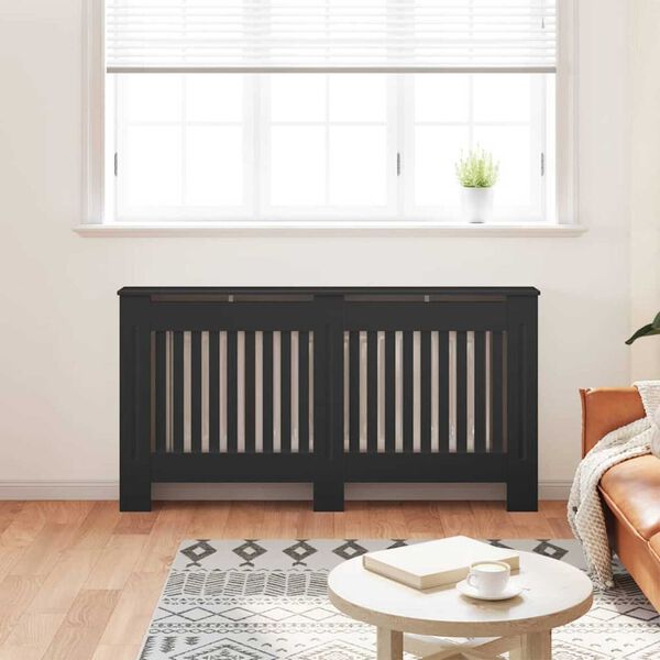 vidaXL Cache-Radiateur 2 pcs Noir 152 x 19 x 81,5 cm Bois d'ing&eacute;nierie