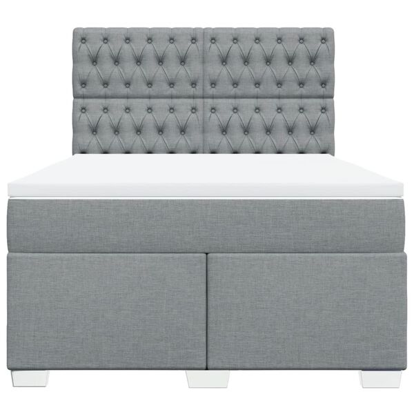vidaXL Sommier &agrave; lattes de lit avec matelas Gris clair 140x190cm Tissu
