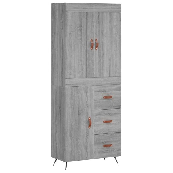 vidaXL Buffet haut Sonoma gris 69,5x34x180 cm Bois d'ing&eacute;nierie