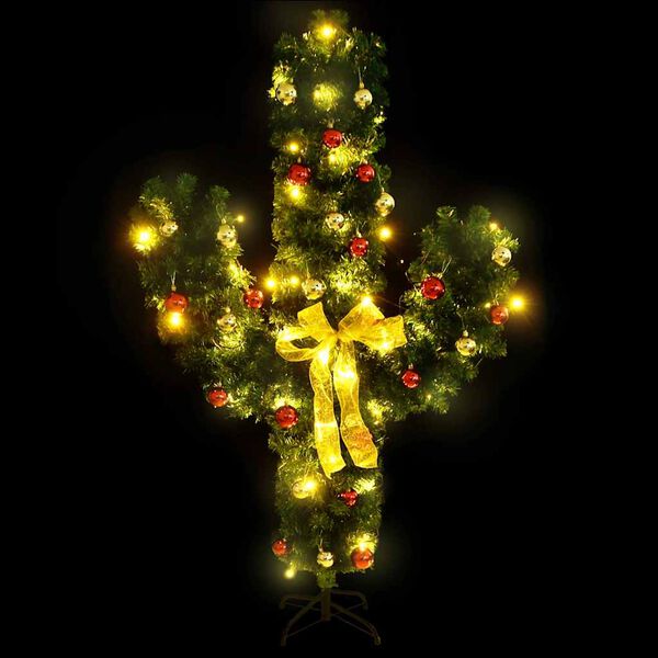 vidaXL Cactus de No&euml;l avec support et LED Vert 150 cm PVC