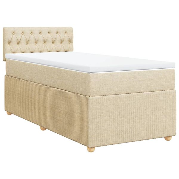 vidaXL Sommier &agrave; lattes de lit avec matelas Cr&egrave;me 80x200 cm Tissu