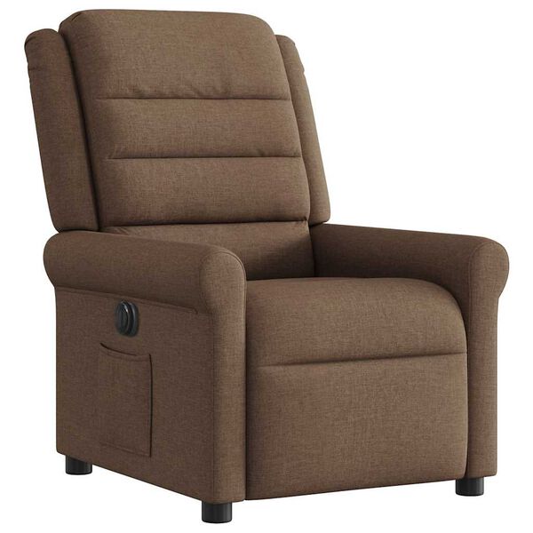 vidaXL Fauteuil inclinable &eacute;lectrique Marron Tissu