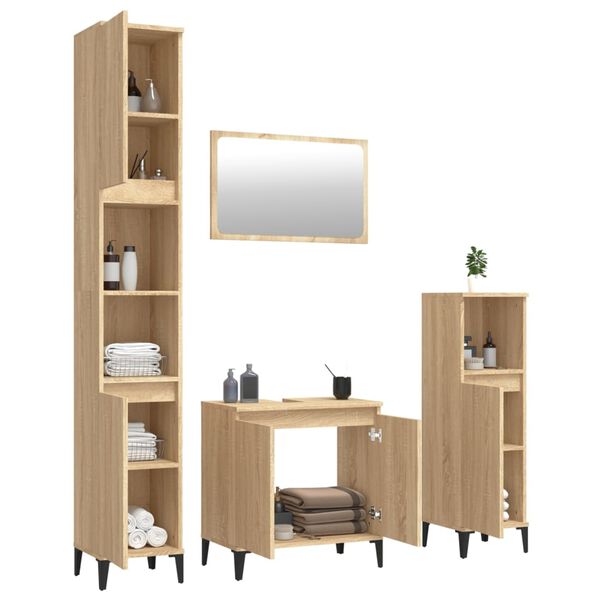 vidaXL Ensemble de meubles de salle de bain 4 pcs ch&ecirc;ne sonoma