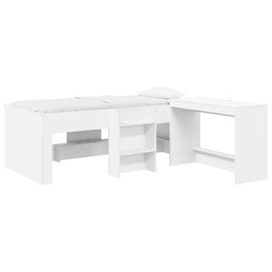 vidaXL Lit haut pour enfants avec bureau 2 pi&egrave;ces Blanc