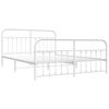 vidaXL Cadre de lit m&eacute;tal sans matelas et pied de lit blanc 160x200 cm