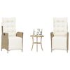 vidaXL Ensemble de bistro 3 pcs avec coussins beige r&eacute;sine tress&eacute;e