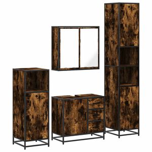 vidaXL Ensemble meubles salle de bain 4 pcs ch&ecirc;ne fum&eacute; bois ing&eacute;nierie