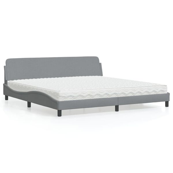 vidaXL Lit avec matelas Dover gris clair 200x200 cm tissu