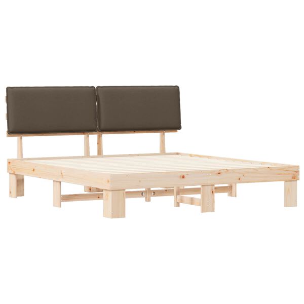 vidaXL Cadre de lit avec tête de lit rembourrée Taupe 180 x 200 cm