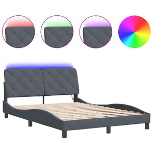 vidaXL Cadre de lit avec LED sans matelas gris fonc&eacute; 140x200cm velours