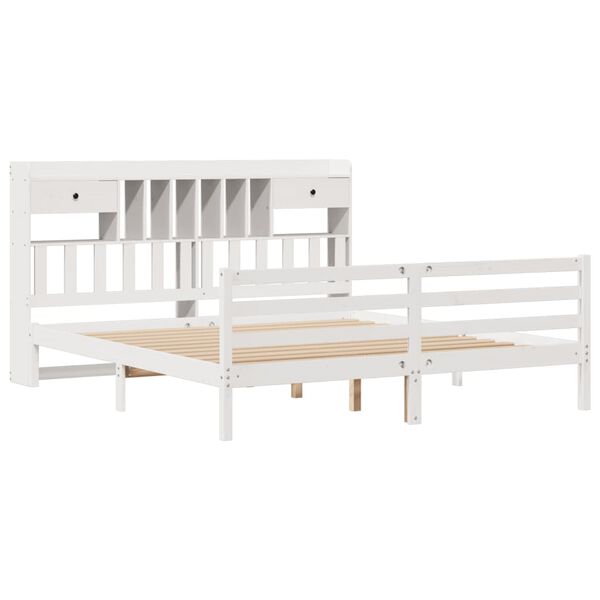 vidaXL Lit biblioth&egrave;que sans matelas blanc 180x200 cm bois pin massif