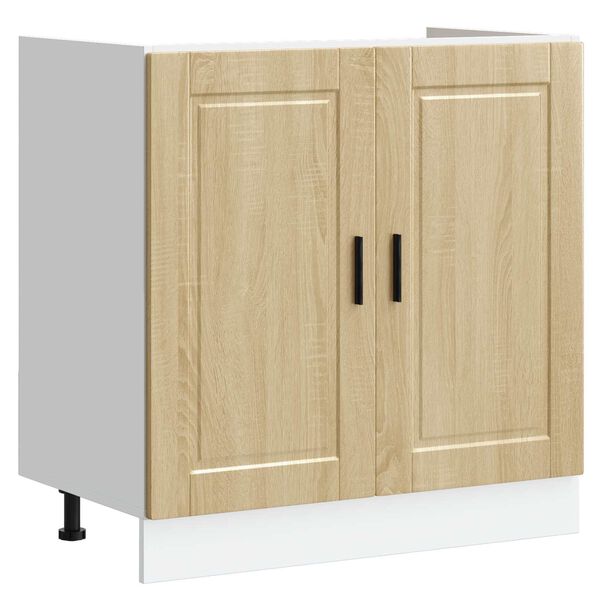vidaXL Meuble sous &eacute;vier Porto 2 pcs Marron Bois d'ing&eacute;nierie