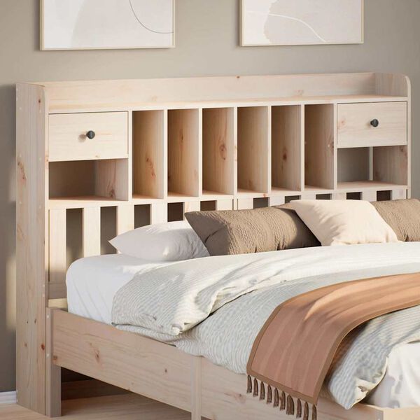 vidaXL T&ecirc;te de lit avec rangement 140 cm bois massif de pin