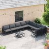 vidaXL Ensemble de canap&eacute; de jardin avec coussin 9 pcs Noir Acier