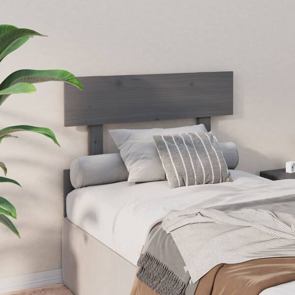 vidaXL T&ecirc;te de lit Gris 93,5x3x81 cm Bois massif de pin