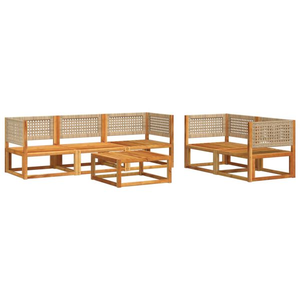 vidaXL Ensemble de canap&eacute;s de jardin 6 pi&egrave;ces avec coussins en bois d'acacia et rotin