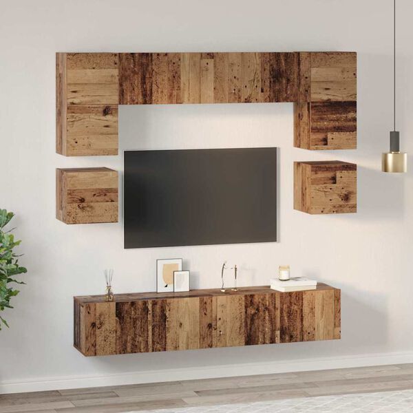 vidaXL Ensemble meuble TV 8 pcs Bois Ancien Bois d'ing&eacute;nierie