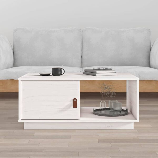 vidaXL Table basse Blanc 80x50x35,5 cm Bois massif de pin
