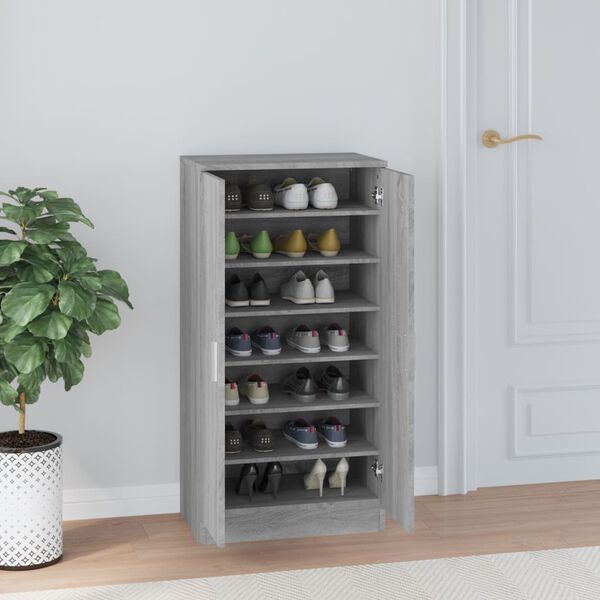 vidaXL Armoire &agrave; chaussures Sonoma gris 55x35x108 cm Bois d'ing&eacute;nierie