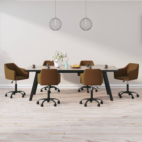 vidaXL Chaises pivotantes &agrave; manger lot de 6 Marron Velours