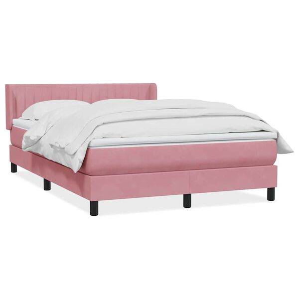 vidaXL Sommier &agrave; lattes de lit avec matelas rose 140x220 cm velours
