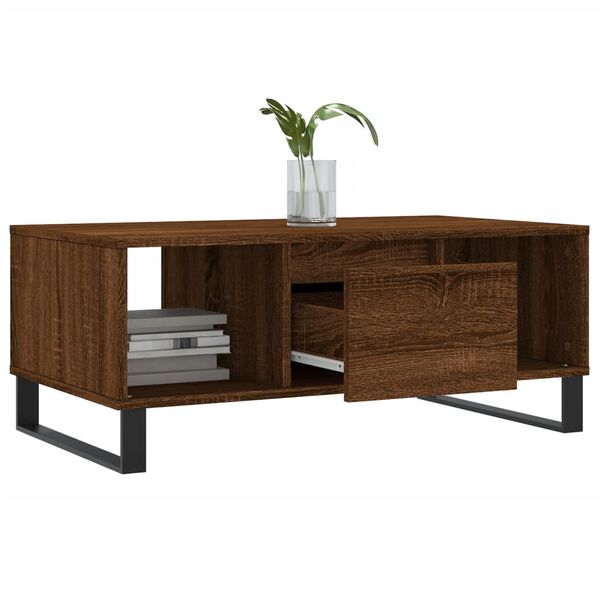 vidaXL Table basse Ch&ecirc;ne marron 90x50x36,5 cm Bois d'ing&eacute;nierie