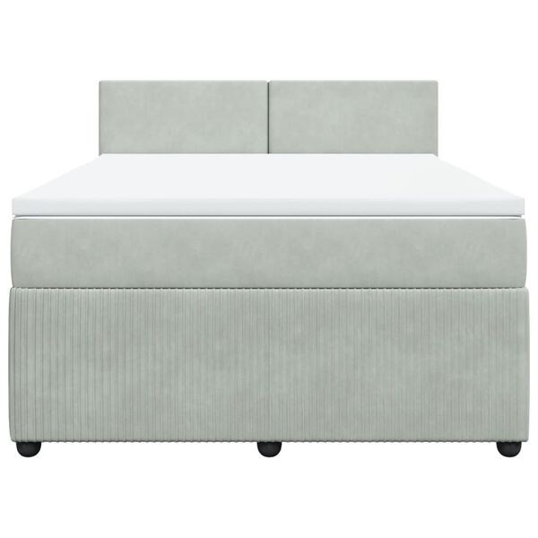vidaXL Sommier &agrave; lattes de lit et matelas Gris clair 140x200cm Velours