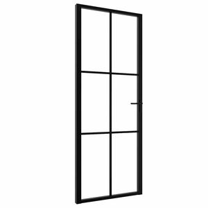 vidaXL Porte int&eacute;rieure Verre ESG et aluminium 76x201,5 cm Noir