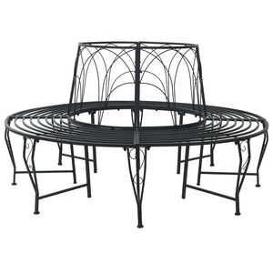 vidaXL Banc d'Arbre 8-Nombre de places &Oslash; 160 x 89 cm Acier Noir Rond