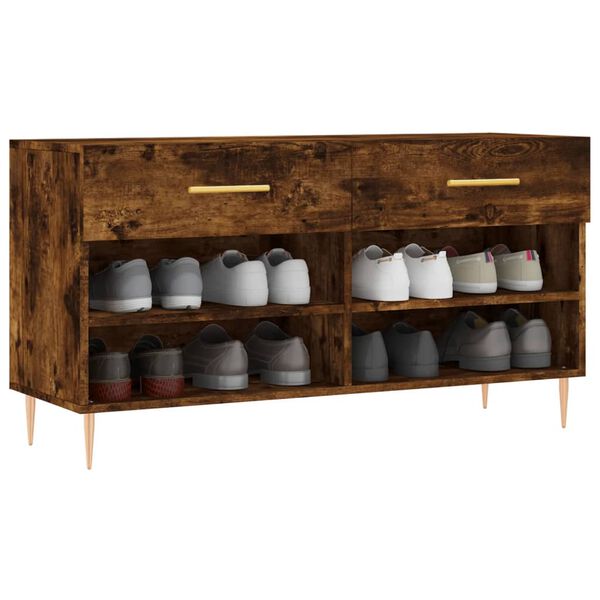 vidaXL Banc &agrave; chaussures ch&ecirc;ne fum&eacute; 102x35x55 cm bois d'ing&eacute;nierie