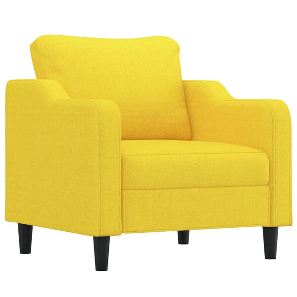 vidaXL Ensemble de canap&eacute;s 3 pcs avec coussins Jaune clair Tissu