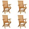 vidaXL Chaises pliantes 4 pi&egrave;ces en teck massif