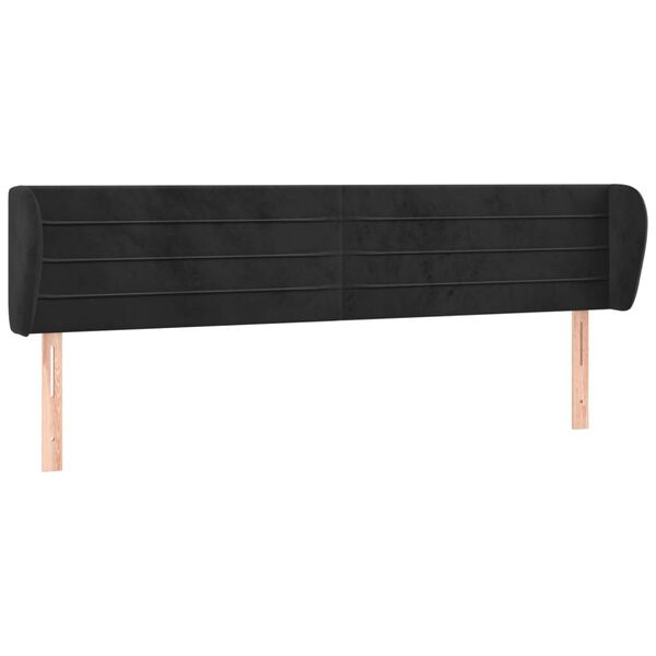 vidaXL T&ecirc;te de lit avec oreilles Noir 163x23x78/88 cm Velours