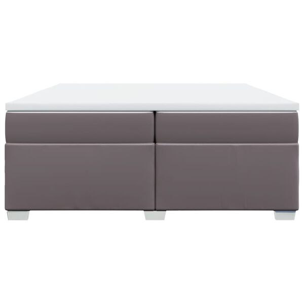 vidaXL Sommier &agrave; lattes de lit avec matelas Gris 200x200 cm Similicuir