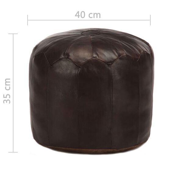 vidaXL Pouf 40 x 35 cm Marron fonc&eacute; Cuir v&eacute;ritable de ch&egrave;vre