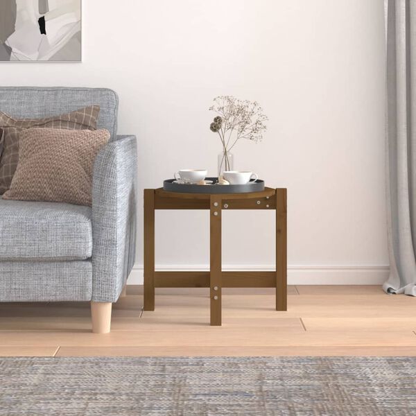 vidaXL Table basse Marron miel &Oslash; 52,5x45 cm Bois massif de pin