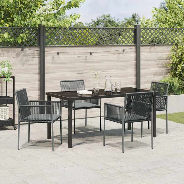 vidaXL Ensemble de salle &agrave; manger pour jardin 5 pcs Noir Rotin PE