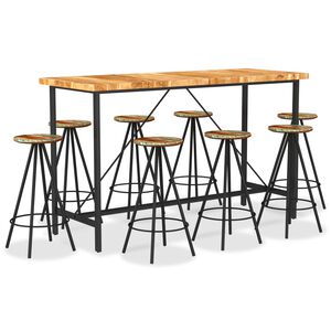 vidaXL Ensemble de bar 9 pcs Bois d'acacia et de r&eacute;cup&eacute;ration massif
