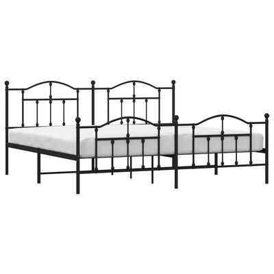 vidaXL Cadre de lit métal sans matelas avec pied de lit noir 200x200cm