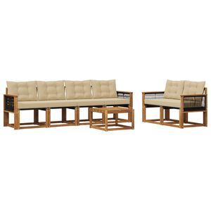 vidaXL Ensemble de canap&eacute;s d'ext&eacute;rieur 7 pcs Naturel et Beige
