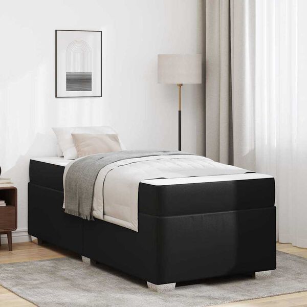 vidaXL Cadre de lit avec matelas Noir 90 x 200 cm tissu