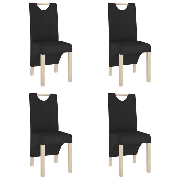 vidaXL Chaises &agrave; manger lot de 4 noir tissu