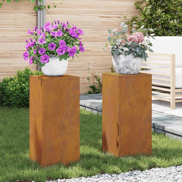 vidaXL Support de Plante 2 pcs Rouillé 24 x 24 x 55 cm