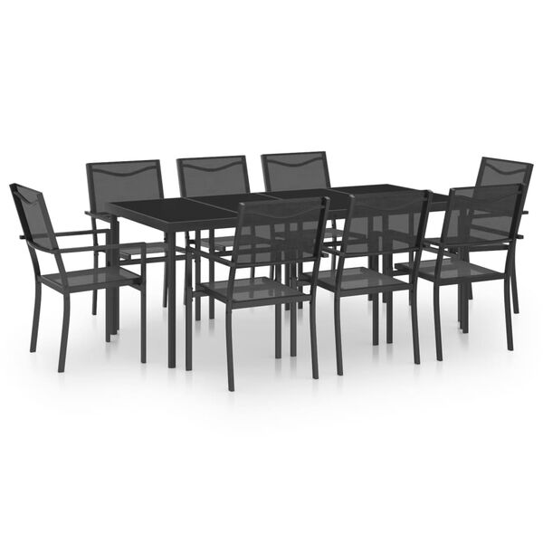 vidaXL Mobilier de salle &agrave; manger d'ext&eacute;rieur 9 pc Acier