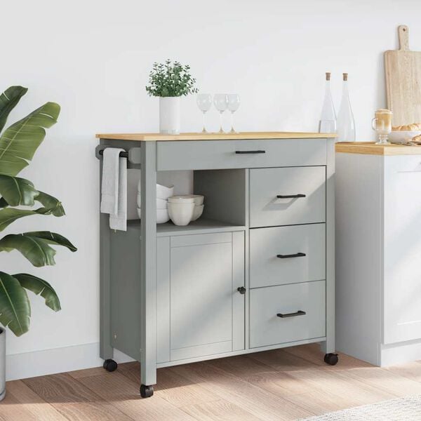 vidaXL Chariot de cuisine MONZA 84x40x88,5 cm bois massif de pin