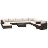 vidaXL Salon de jardin 11 pcs avec coussins R&eacute;sine tress&eacute;e Marron