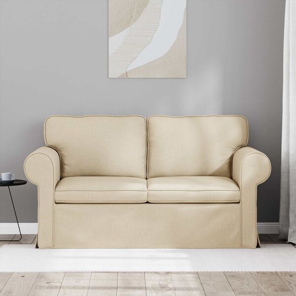 vidaXL Canap&eacute; Cr&egrave;me 215 x 82 x 80 cm tissu