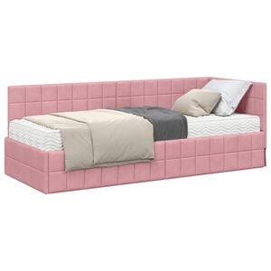 vidaXL Cadre de lit d'angle avec matelas 2 pcs Gris Velours