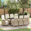 vidaXL Ensemble de salle &agrave; manger pour jardin 9 pcs Beige polyrotin